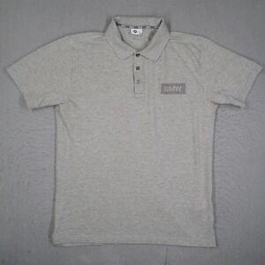 BMW Mens Short Sleeve Polo Shirt Heather Gray XL Pique Cotton Blend Logo